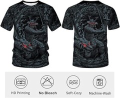 Chinese Warrior Dragon Men’s Short Sleeve T-Shirt Size Medium