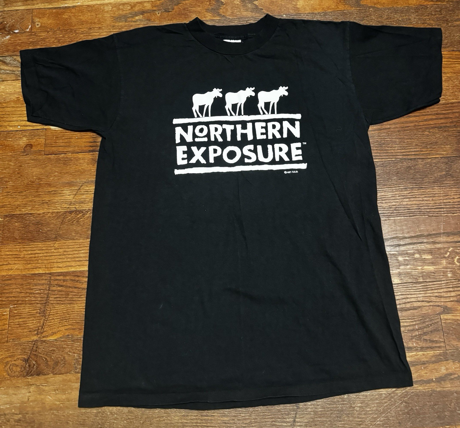 Vintage Northern Exposure TV Show Moose T-Shirt Men’s XLarge Black Oneita Cotton