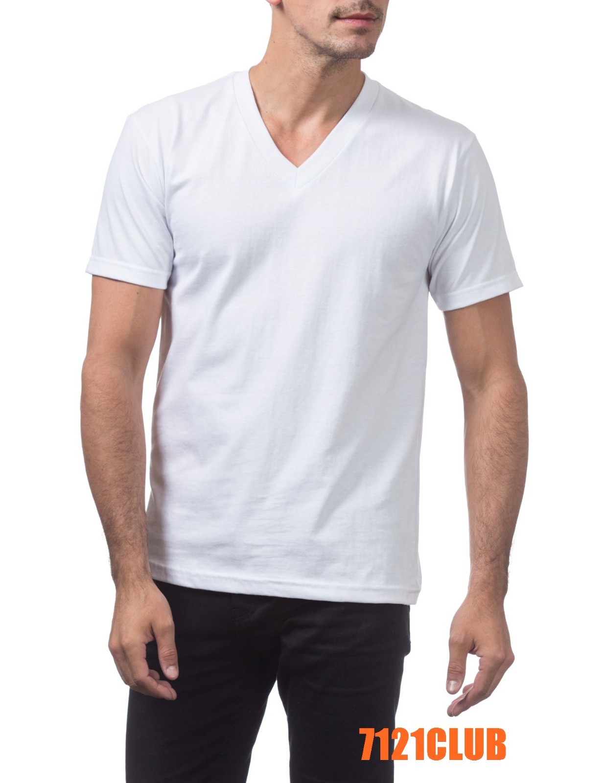 PRO CLUB MENS HEAVYWEIGHT V NECK T SHIRT PROCLUB SHORT SLEEVE WHITE BIG AND TALL gallery