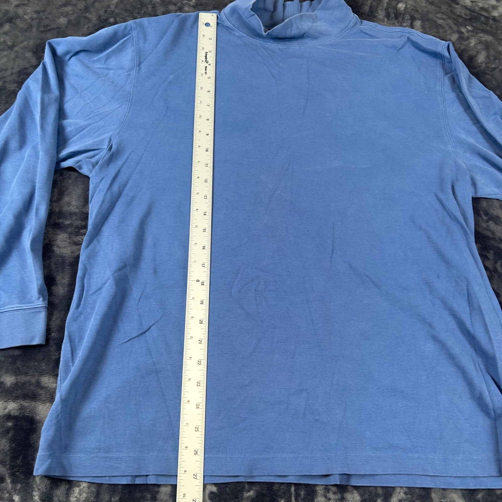 L.L. Bean Mock Neck Shirt Mens XL Blue Long Sleeve Cotton Layering Basic gallery