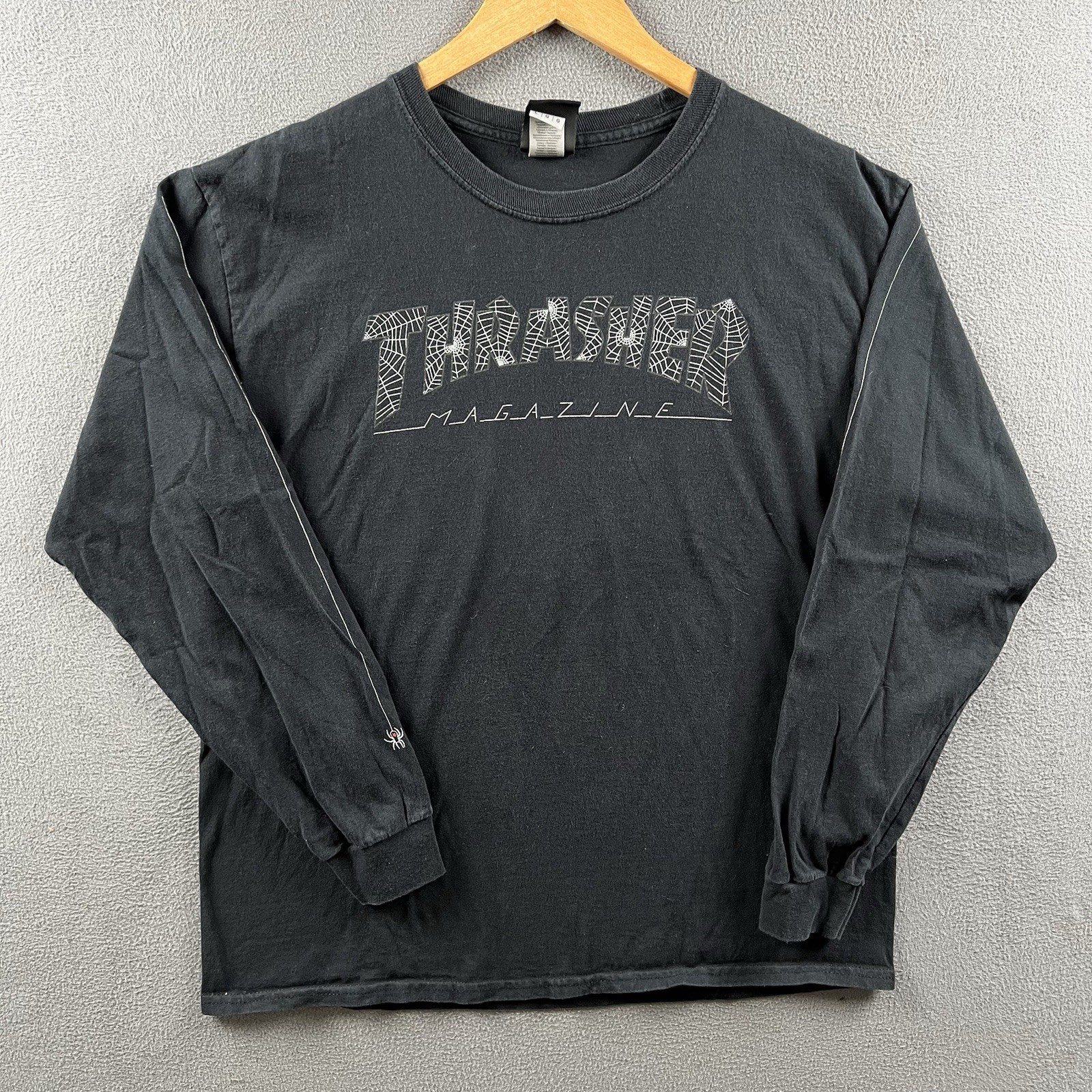 Thrasher Shirt Mens Large Black Spiderweb Sleeve Hits Long Sleeve Spider Skater gallery