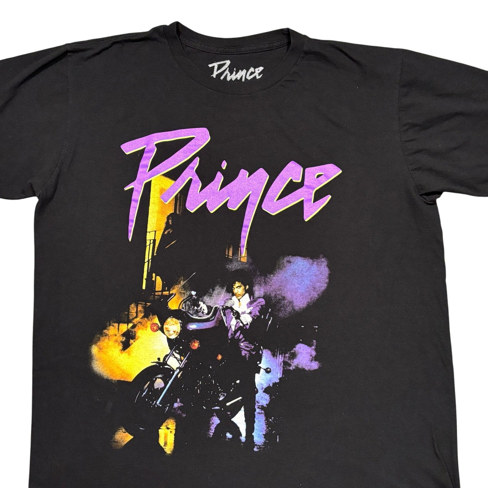 Prince Purple Rain Graphic Print Black Cotton T-Shirt Mens Size XL Extra Large gallery