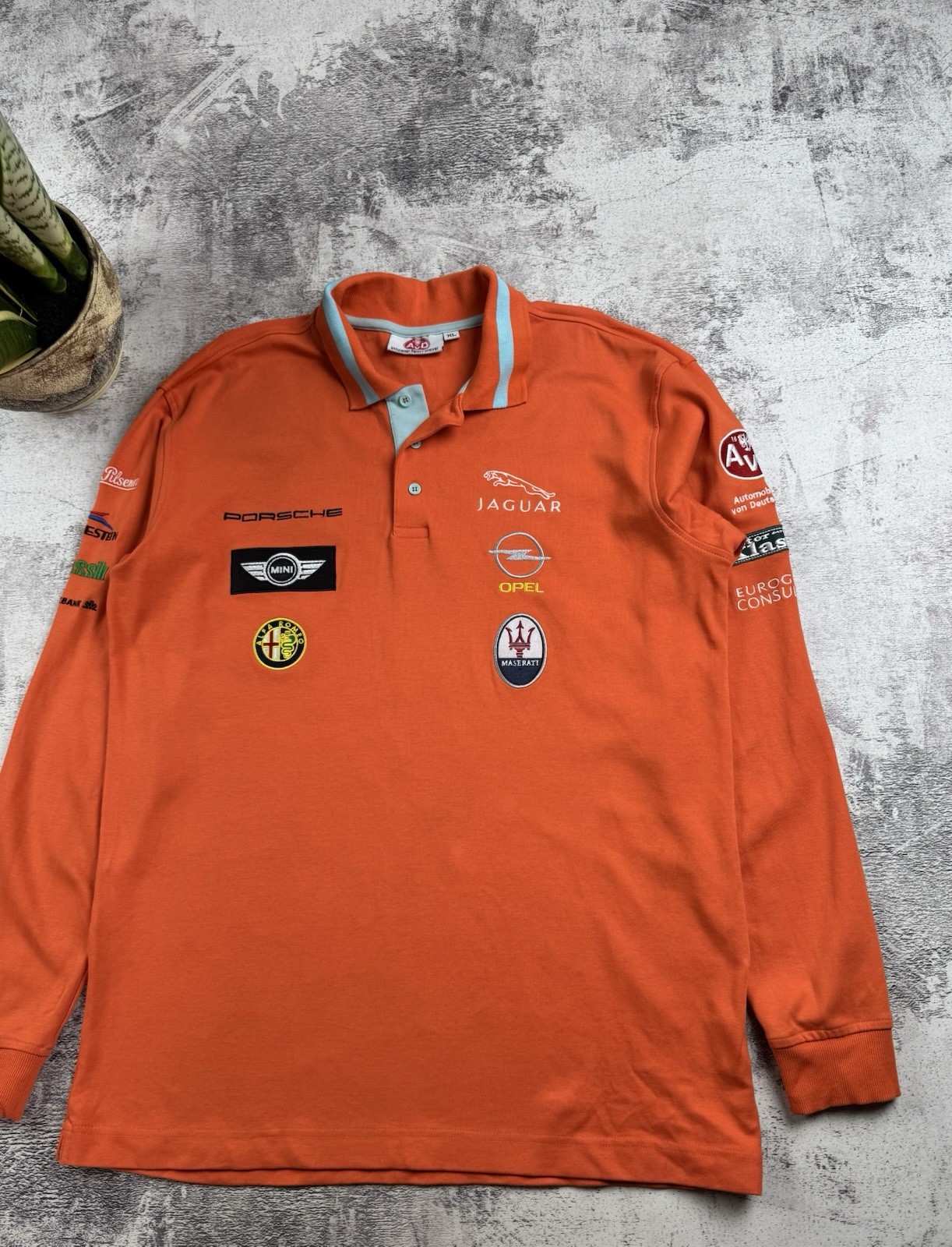 AVD Porsche Jaguar Maserati 2009 XL Grand Prix Racing T Shirt Long Sleeve Orange gallery