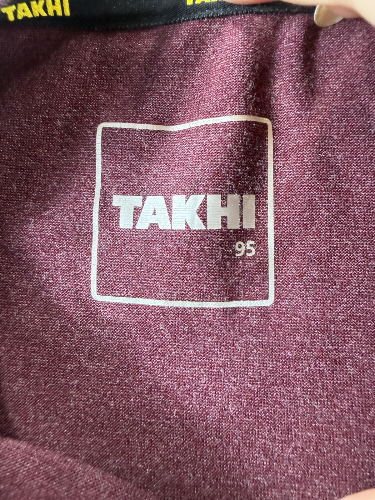 Takhi Shirt Mens Large Wine Red Long Sleeve Logo Tagless Stretch Tee Casual New gallery