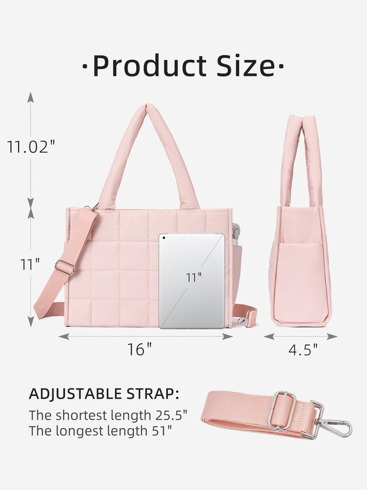 Quilted Puffer Tote Bag for Women, Lightweight Crossbody with Laptop Compartment gallery