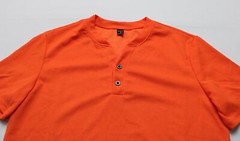Shein Men’s Manfinity Homme Notched Henley Neck Tee Shirt AK1 Orange Medium