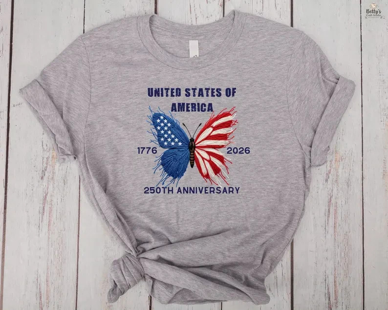 American Butterfly 250 Years Patriotic 4th of July T-Shirt | S-5XL FREESHIP gallery