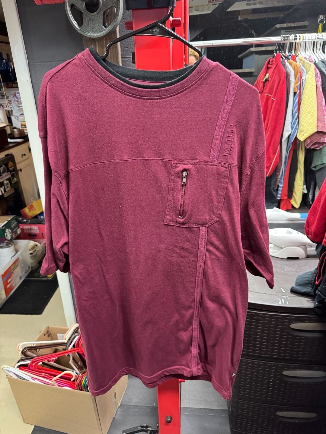 Mecca Under His Wings MSTAR Zip Pocket Burgundy T-Shirt gallery