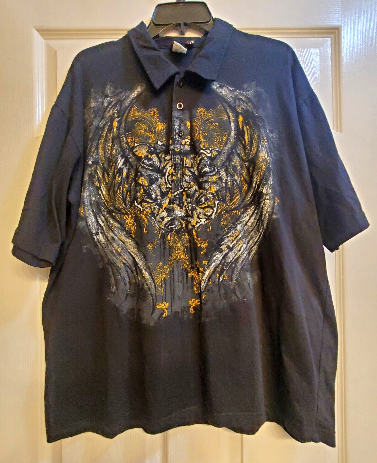 Miami Ink Polo Mens XXL 2008 Y2K Graphic Art Shirt Double Sided "AS IS" READ gallery
