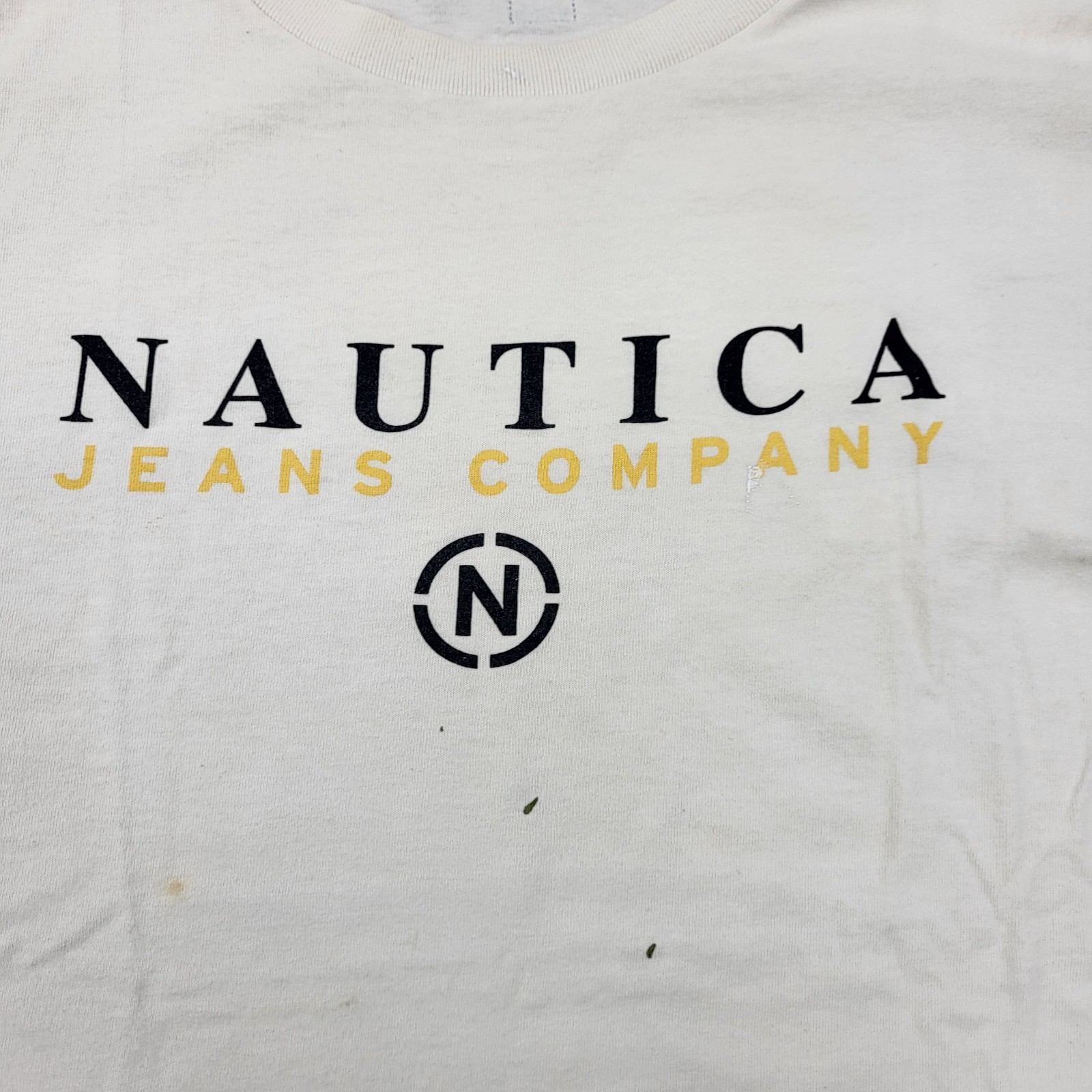 Nautica Jeans Shirt Mens XL VTG White Logo Graphic gallery