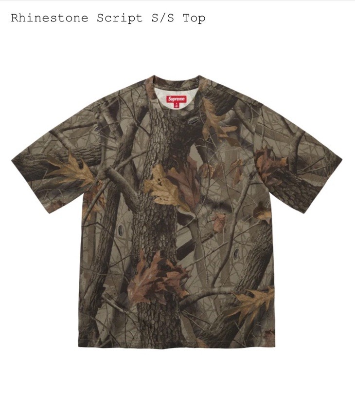 Supreme Rhinestone Script S/S Top Realtree Hardwoods Camo T-Shirt L ✅IN HAND✅ gallery