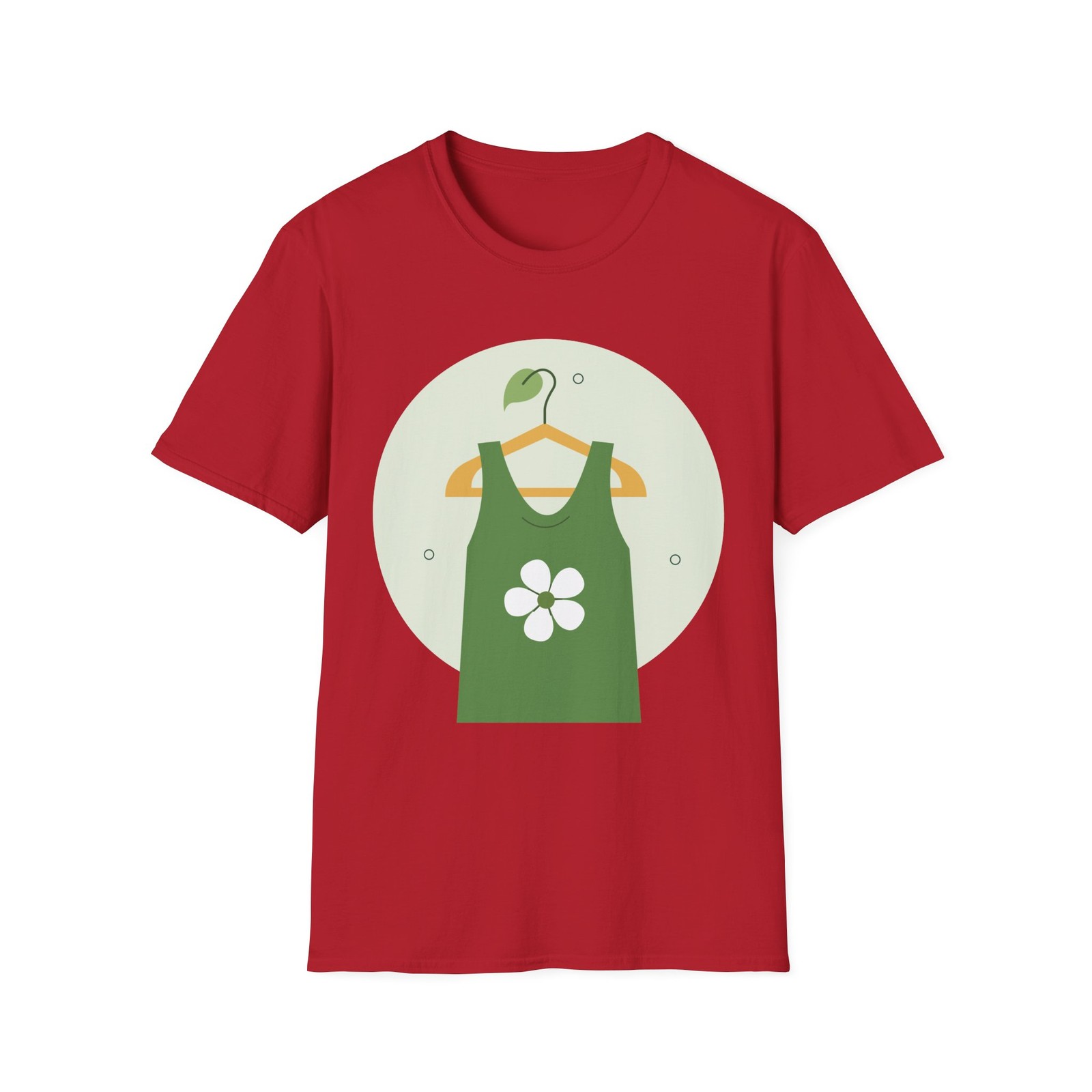 Cute Minimal Graphic T Shirt Green Top Hanger Design Soft Lightweight Cotton Tee gallery