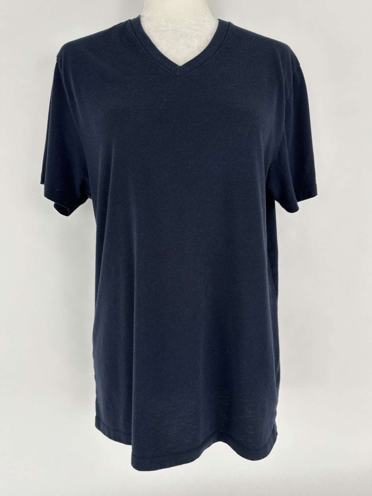 Old Navy Solid Navy Blue V-Neck Neck Short Sleeve T-Shirt Men's Size Medium gallery
