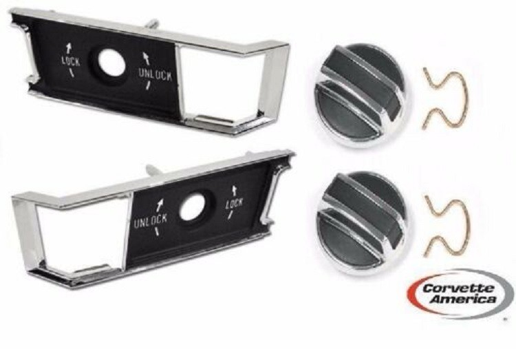 68-77 C3 Corvette  Door Handle & Insert Plates/ with lock knobs (Interior)