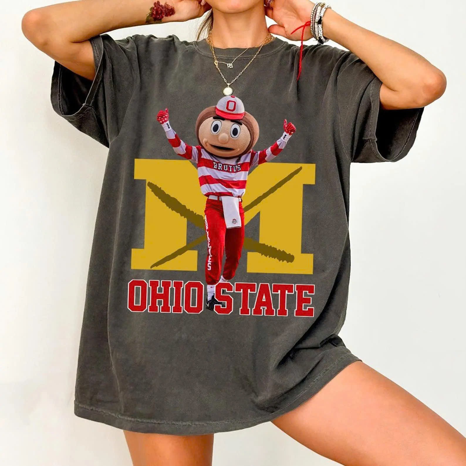 Brutus Ohio State Snow Fan Football T-shirt, Erase the M Ohio State Rivalry Fron gallery