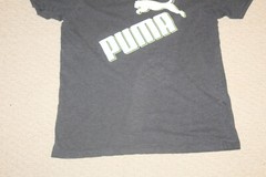 Puma Athletics Men’s White Embossed Logo w/ Yellow Outline Dark Gray T-Shirt