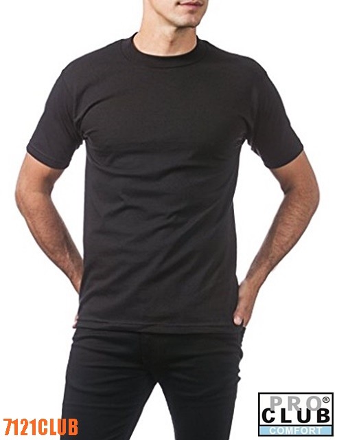3 PACK PRO CLUB COMFORT T SHIRTS MENS STANDARD CREWNECK SHORT SLEEVE BLACK S-7XL gallery