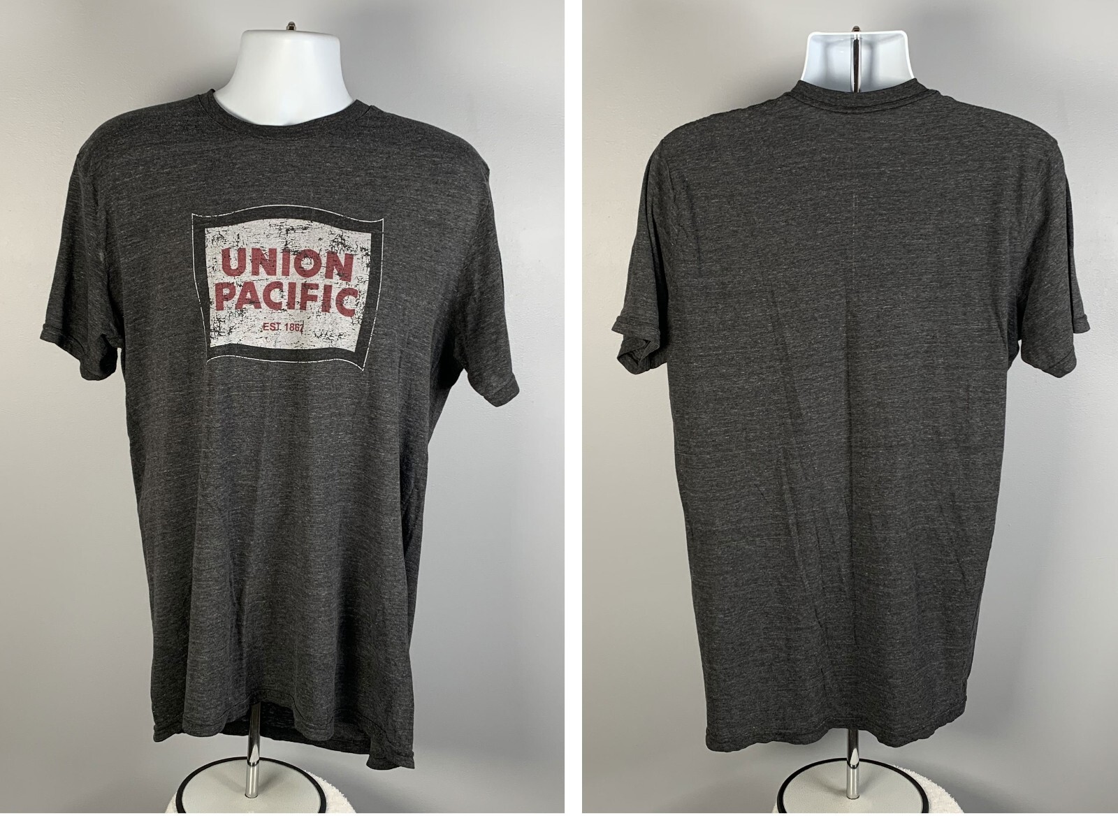 Union Pacific Railroad Distressed Logo T Shirt Mens 2XL Polyester Cotton Rayon