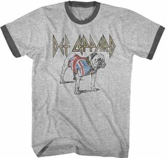 Def Leppard Brittish Bulldog Union Jack Sweater Men’s Ringer T Shirt LG