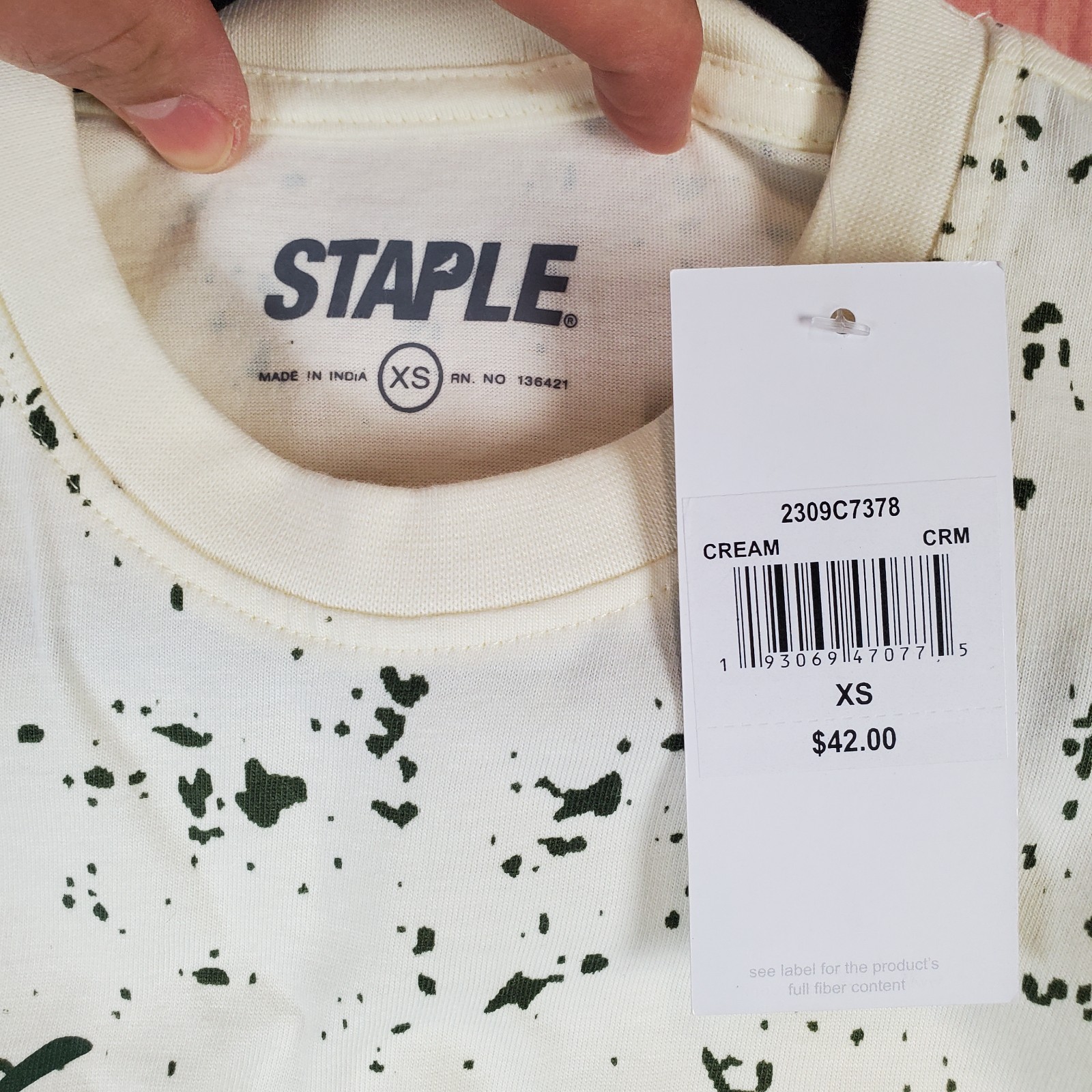 Staple Shirt Mens XS Cream Graphic Splatter Print Outdoor DVSN gallery