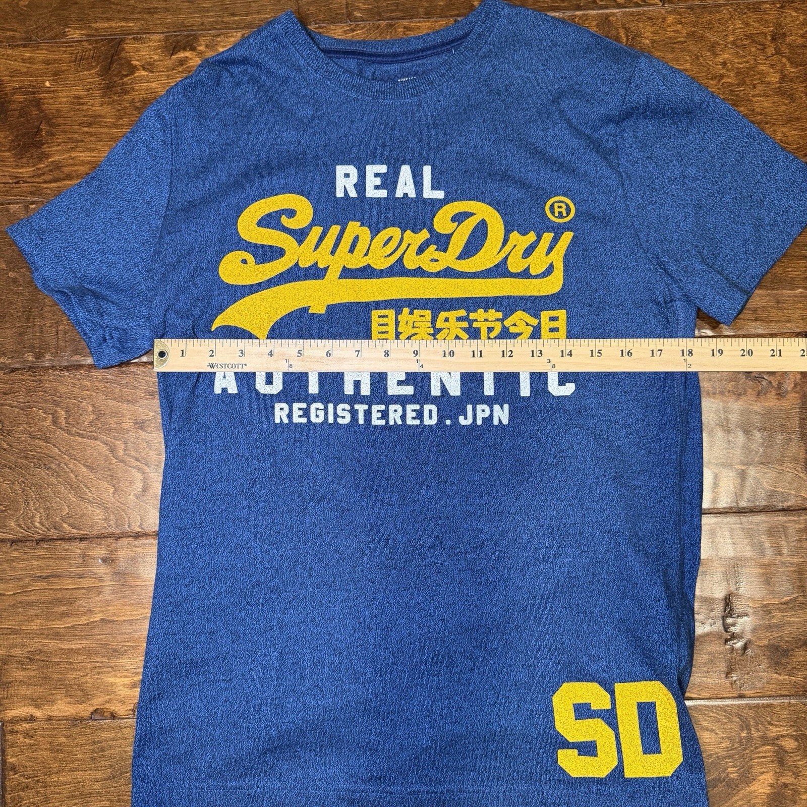 Vintage SUPERDRY Tee Shirt Store Graphic T-Shirt Blue Men's L gallery