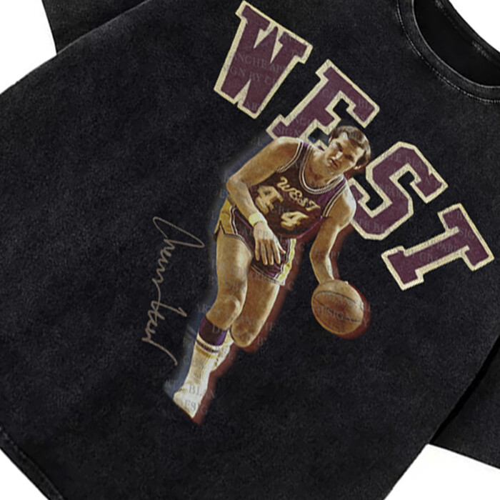 Jerry West Tribute T-Shirt The Logo Basketball Custom Fan Made Art Vintage Tee gallery