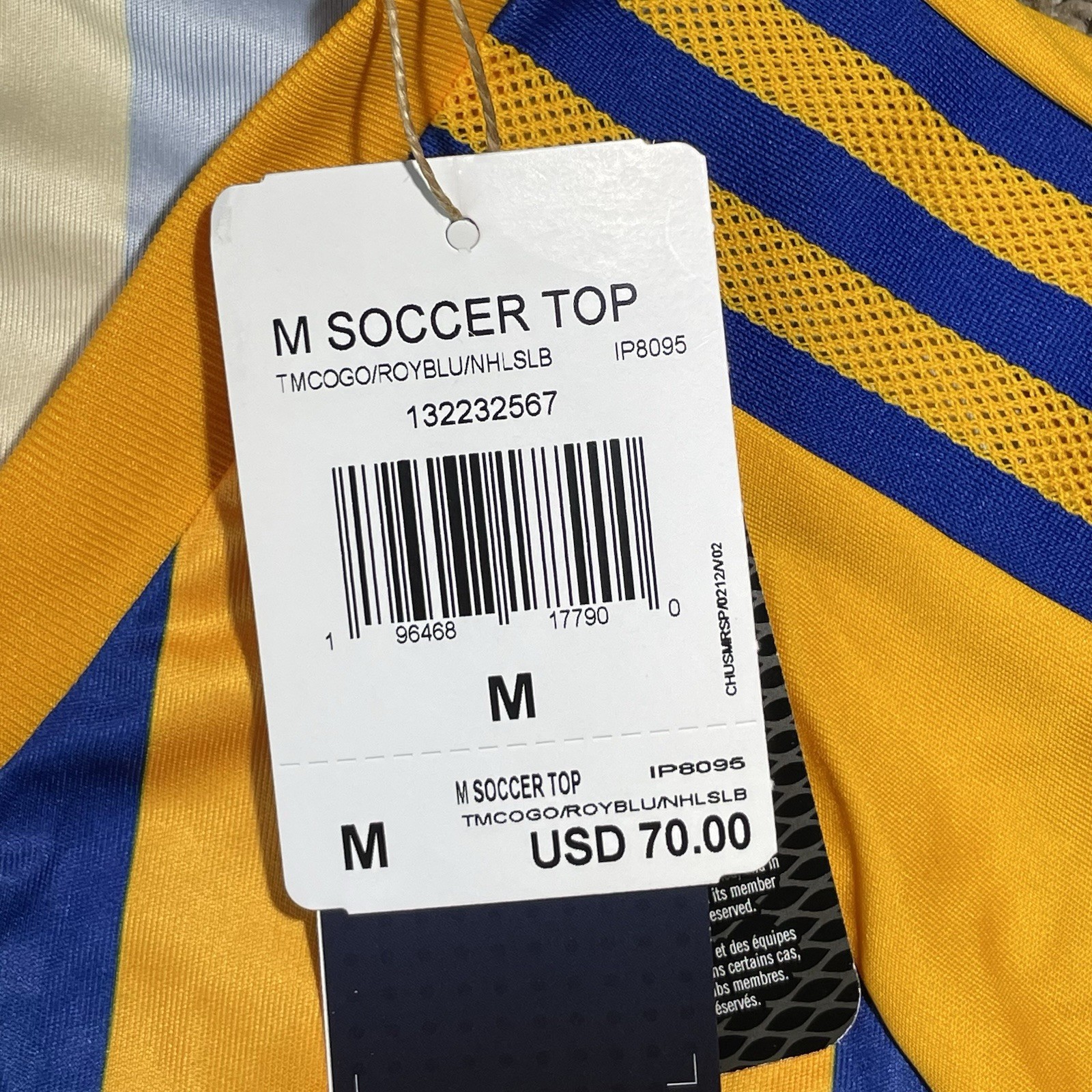 Adidas St Louis Blues Soccer Themed Shirt NHL Mens Medium Yellow Blue IP8095 NEW gallery