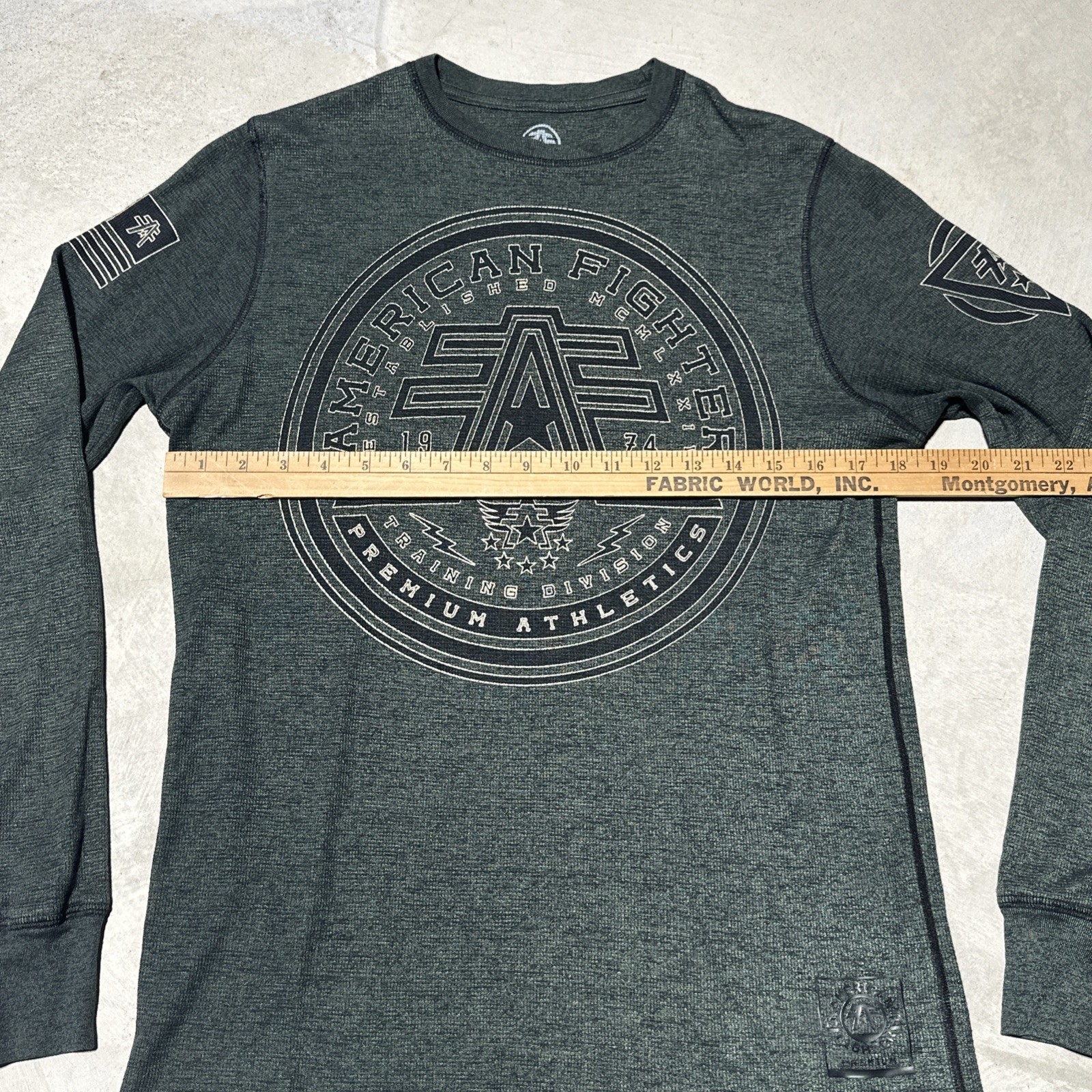 American Fighter Men Shirt M Green Graphic Geometric Logo Activewear Long Sleeve gallery
