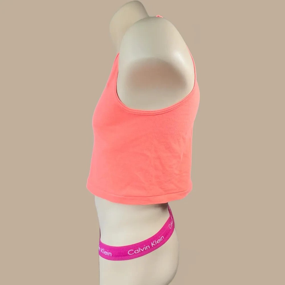 Personalizable Pool Boy custom embroidery Mens neon orange cotton crop tank top