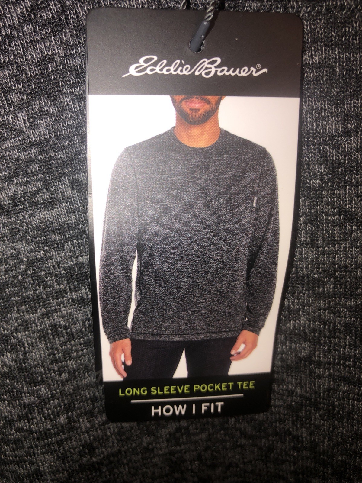 Eddie Bauer Long Sleeve Pocket Tee Textured Heather Gray Fabric Size Large NWT gallery