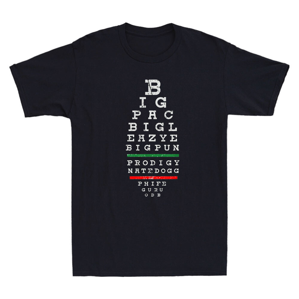 Old School Hip Hop Music Rap Legends Eye Chart 90s Hip-Hop Vintage Men’s T-Shirt