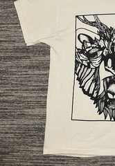 Vintage Bear With Antlers Geometric Style Shirt Size L Cream Color