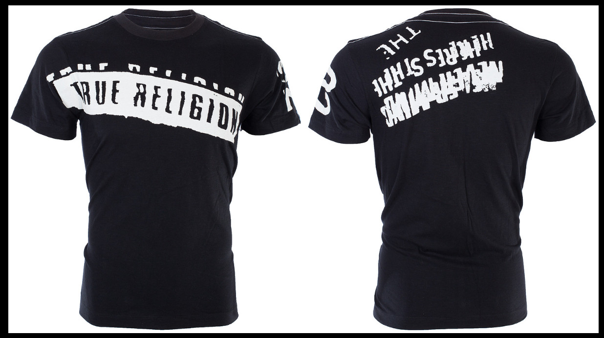 $69 TRUE RELIGION Black STENCEL Short Sleeve Graphic T-shirt NWT gallery