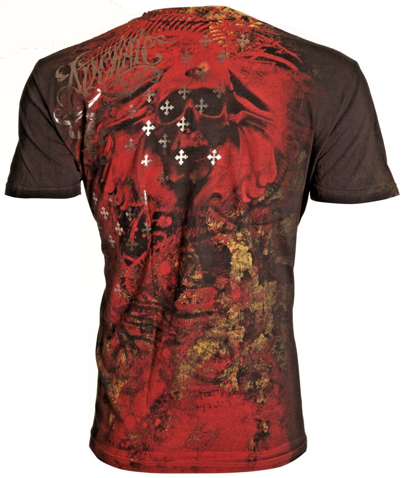 ARCHAIC by AFFLICTION Black BRASS Short Sleeve Slim Fit Y2K MMA Elite T-shirt gallery