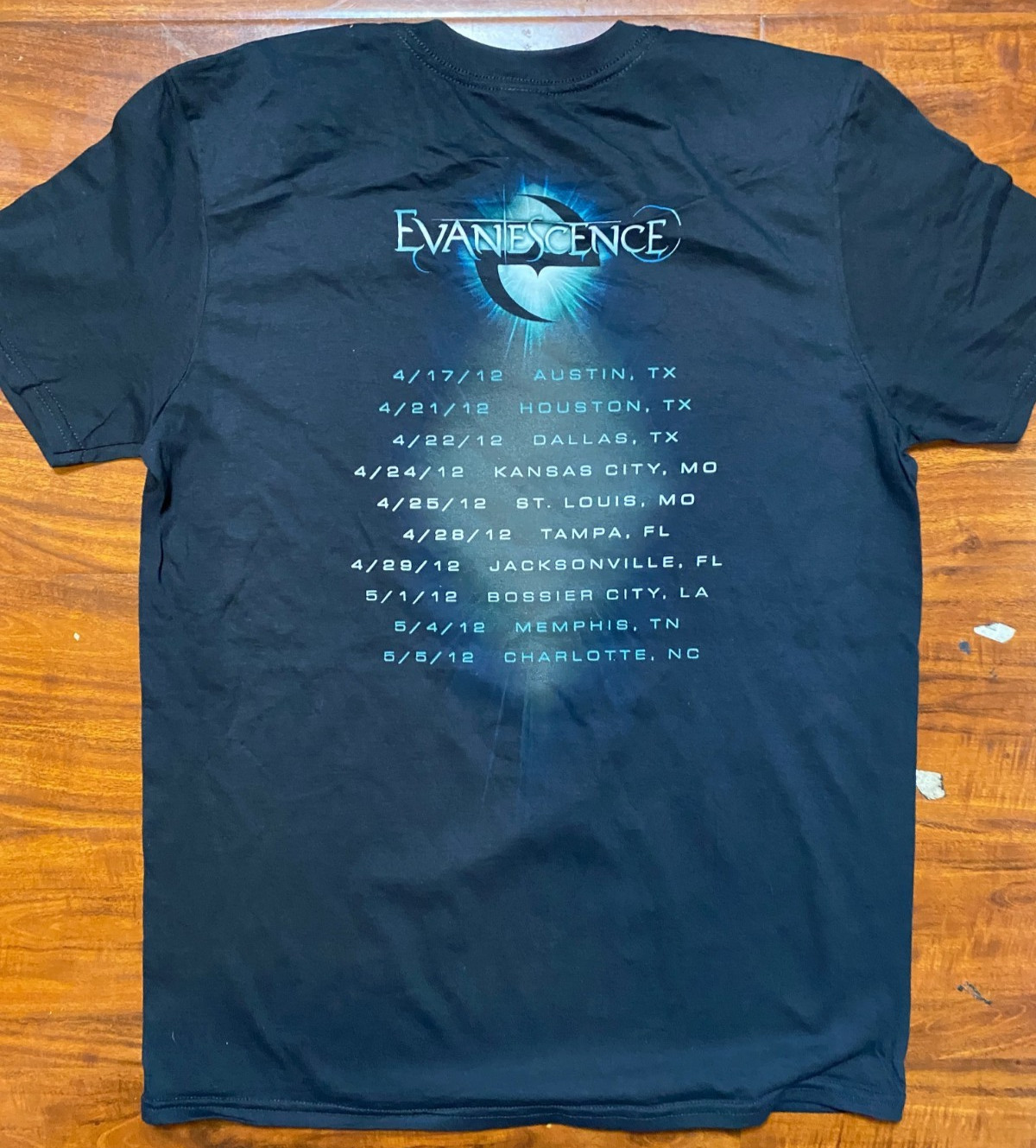 Evanescence Amy Lee 2012 Tour Black Double Sided U.S Dates SZ M-NWOT gallery
