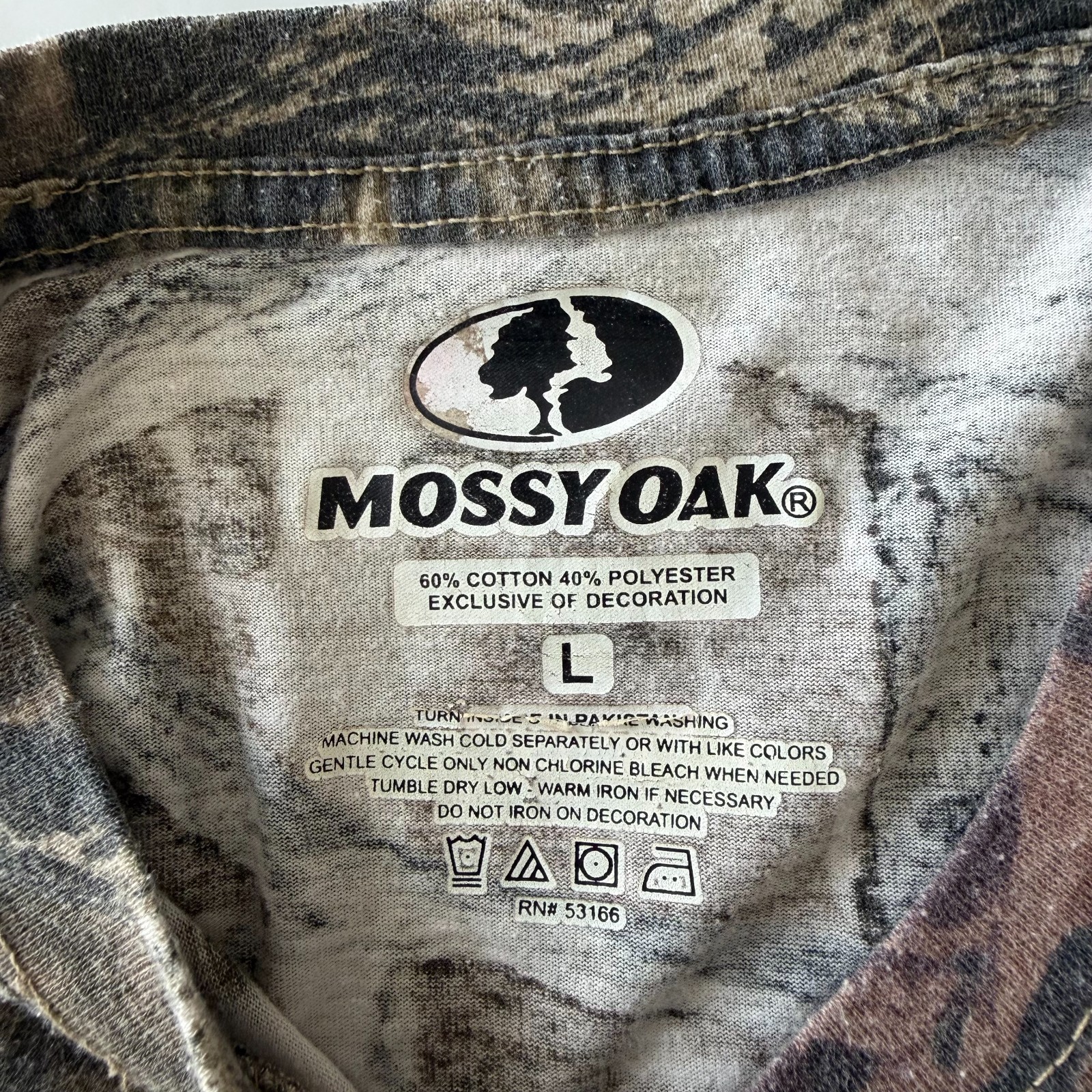 Mossy Oak Camo T Shirt Mens Size L Hunting Woodland Pattern Cotton Tee gallery