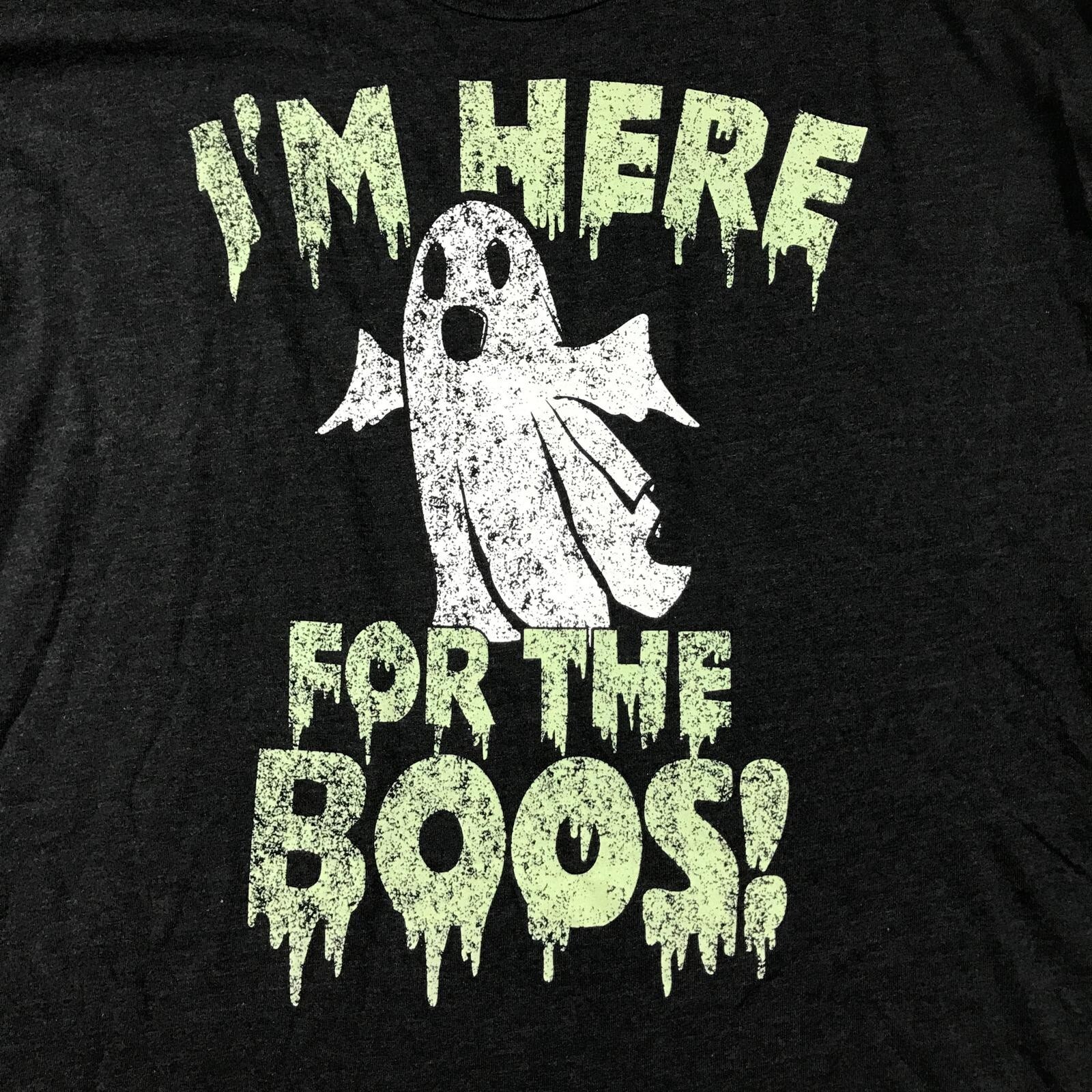 Halloween Shirt Mens 2XL Gray Short Sleeves I am Here For The Boos Ghost Tee NWT gallery