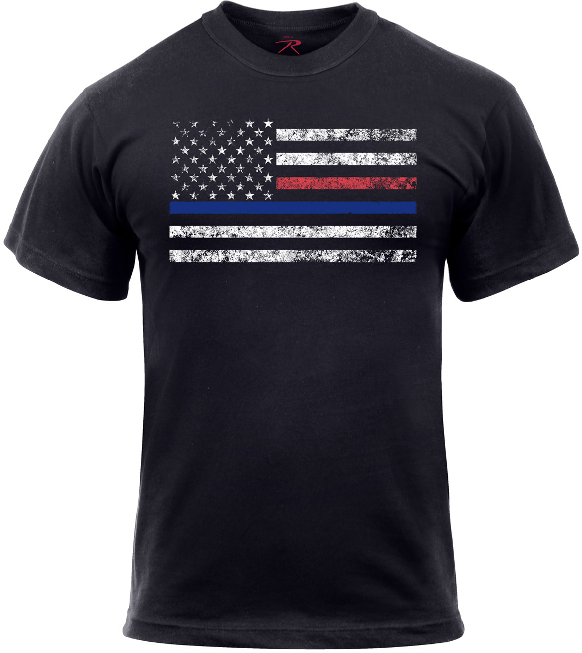Black Thin Blue & Red Line Distressed US American Flag T-Shirt Support TBL TRL gallery