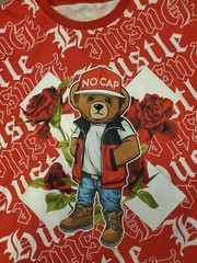 Bailey Apparel Hustle NO CAP Bear All Over Graphic Long Sleeve T-Shirt L large