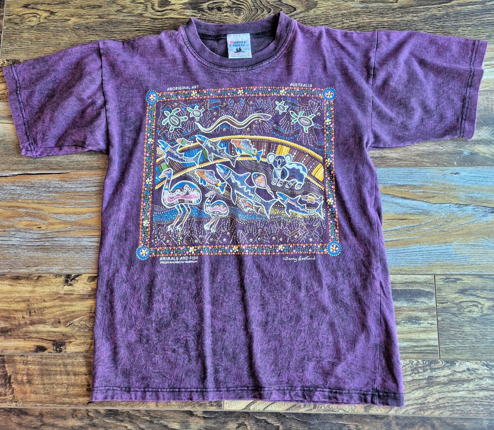 Vintage Gooses Aboriginal Art Animal Australia T-Shirt Cotton Acid-Purple Sz.M gallery