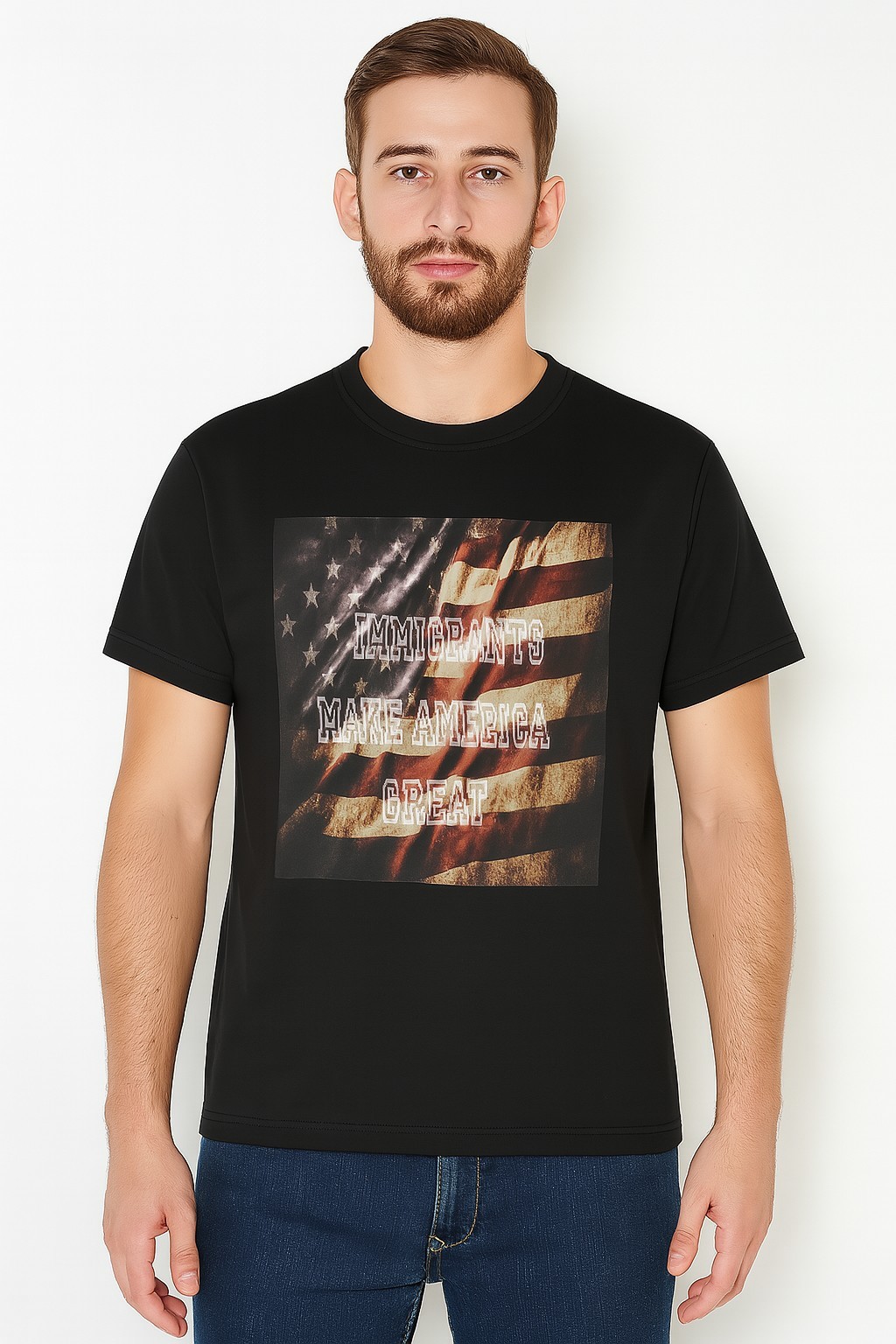 Black IMAG Printed, L lightweight jersey fabric comprising 100% cotton. gallery