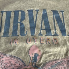 Nirvana Band Tee distressed Tan XL Live 93 In Utero Tour T-Shirt Concert Mens