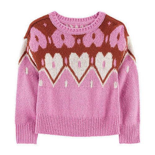 Carters Toddler Girls Heart Mohair Like Pullover Sweater Pink Size 5T NWT