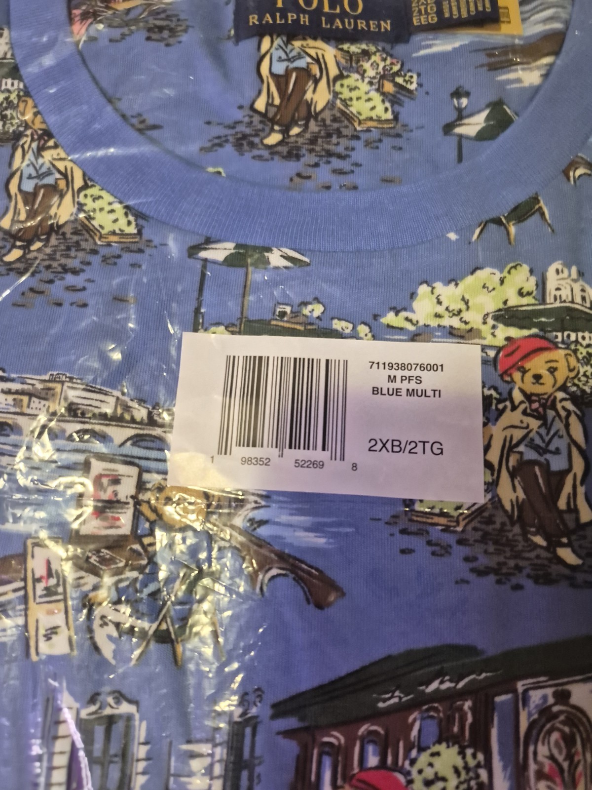 Polo Ralph Lauren Blue Polo Bear Paris Graphic T-Shirt Size 2XB New With Tag gallery