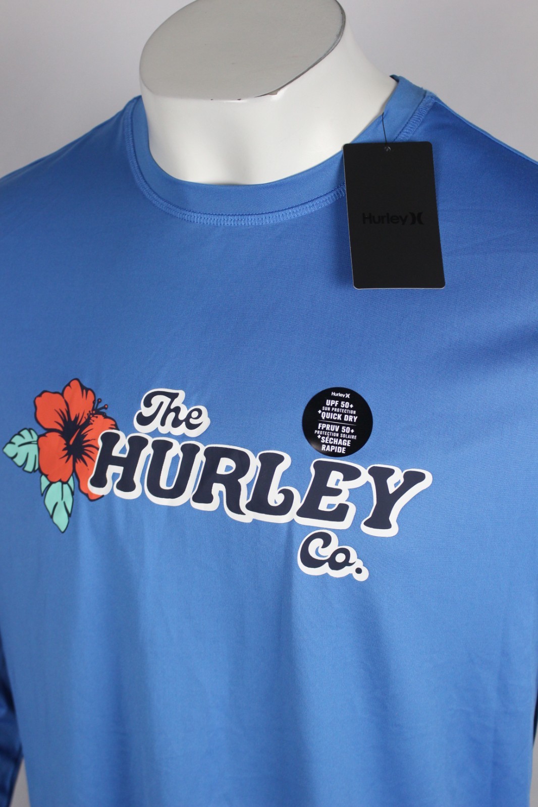 Hurley Men's Floral Sunshirt Long Sleeve Crew Shirt Seaview Blue UPF 50+ gallery