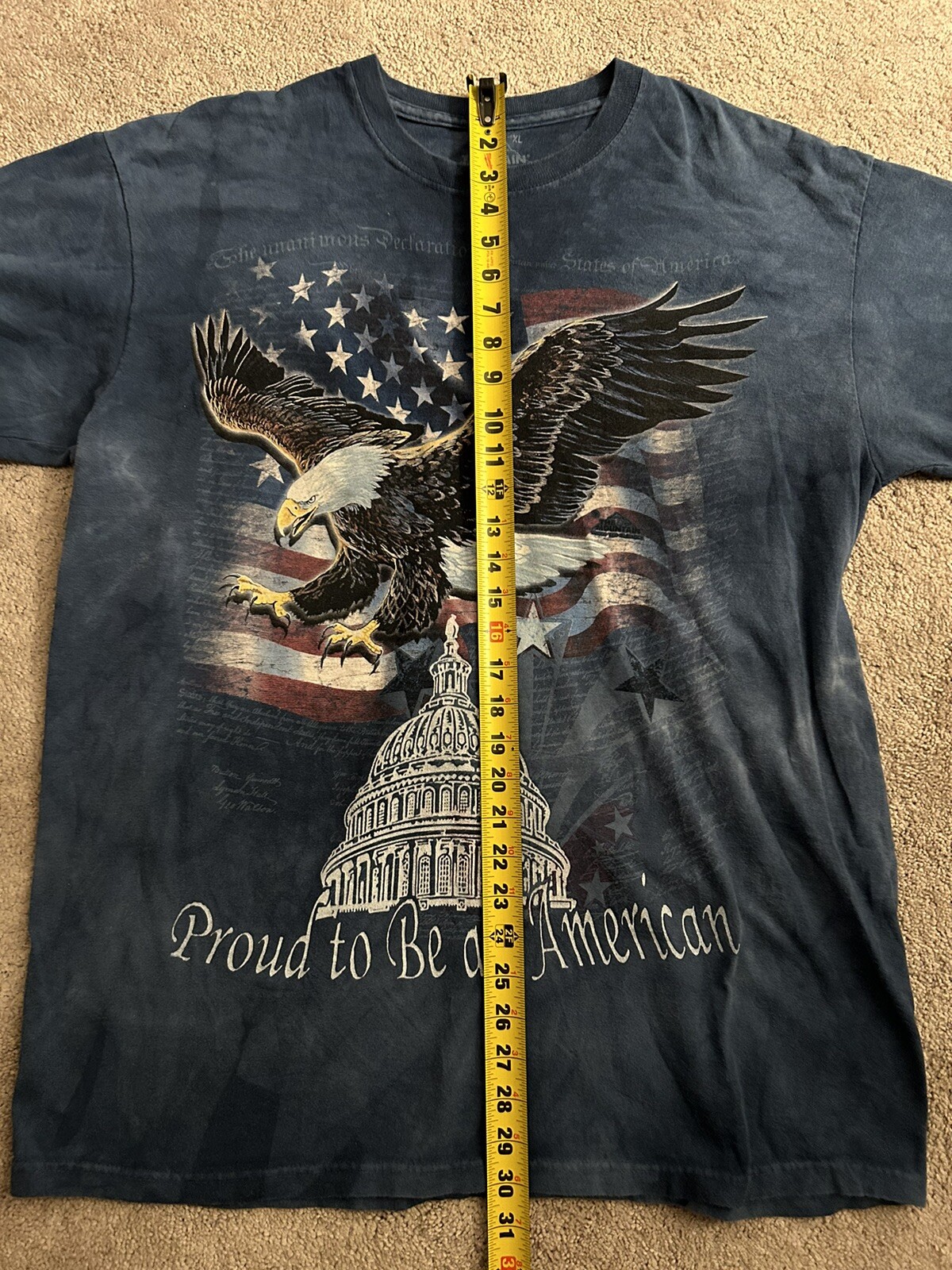 Classic The Mountain Shirt Tie Dye XL Proud to be American Eagle Flag 30.5 x 22” gallery