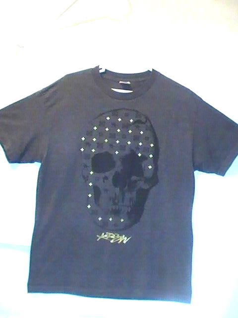 MINT- Mens Large Vintage KR3W T Shirt Grey Skull Gold Leaf Logo Streetwear