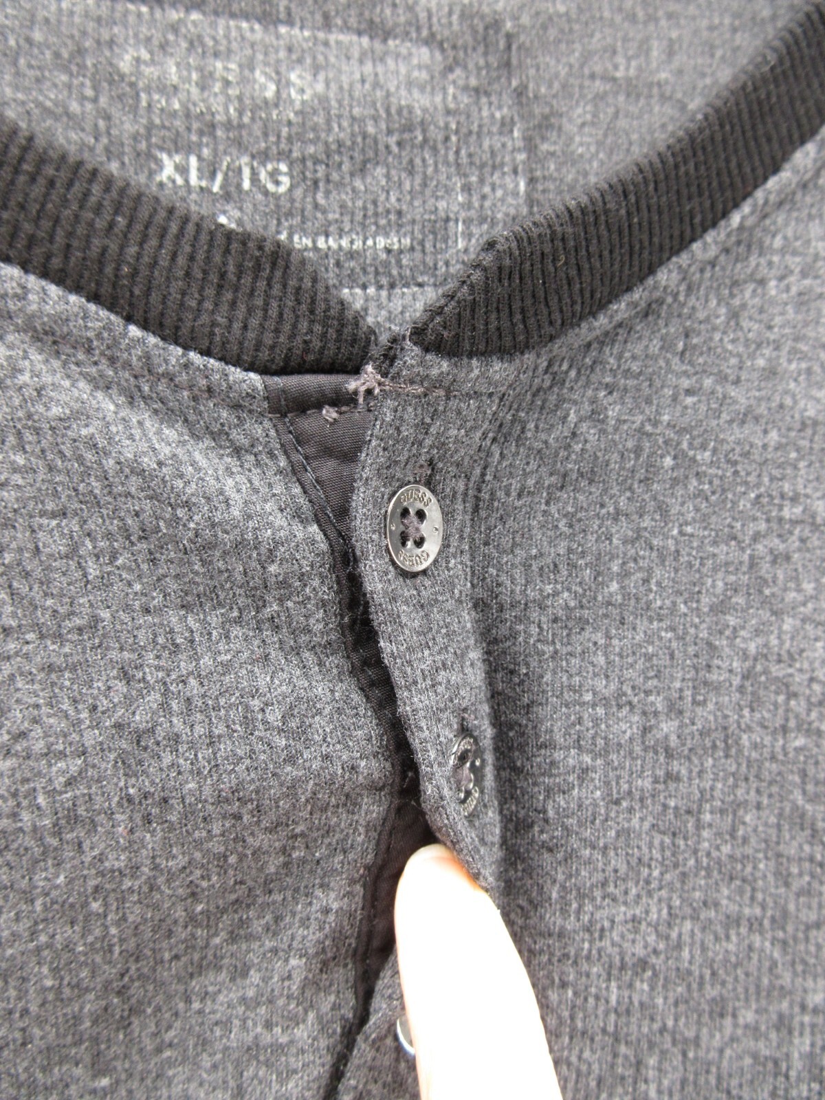 Guess Shirt Men XL Gray Pullover Henley Thermal Waffle Casual Preppy Raglan gallery