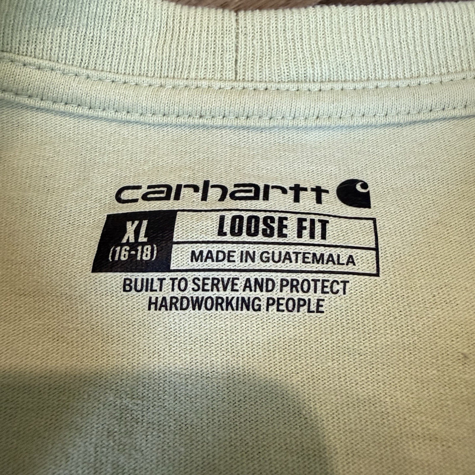 Carhartt Mens Beige Loose Fit Logo Long Sleeve Crew Neck T-Shirt Size XL gallery