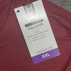 Members Mark Mens Pullover XX-Large Size Burgundy Long Sleeves Top Zip Pocket